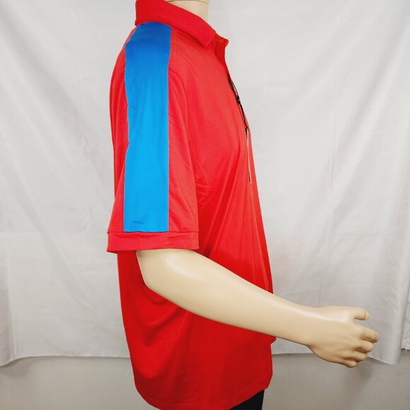 Redvanly Mens Polo Shirt XL Red Blue Golf Performance Evans Rio NWT New - Picture 4 of 7